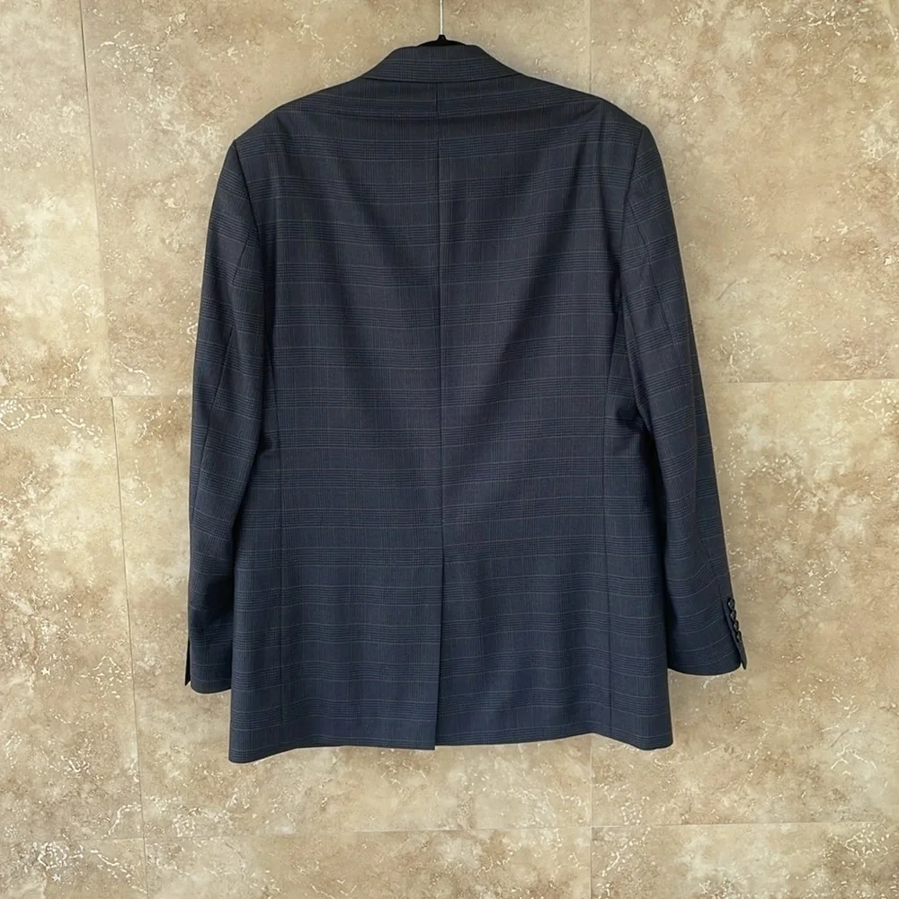 Nautica Sport Jacket Coat Size 40 L 100% Wool Blazer Plaid Long Sleeve Buttons